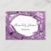 Lila Violet Amethyst 3D Frame Confetti Cristals Visitenkarte (Vorderseite)