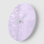 Lila Violet Amethyst Pastel Glitzer Delikat Große Wanduhr (Winkel)