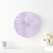 Lila Violet Amethyst Pastel Glitzer Delikat Große Wanduhr (Zuhause)