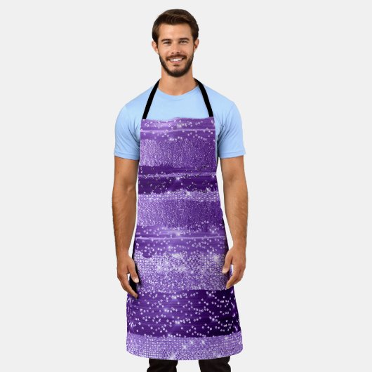 Lila Violet Amethyst Strokes Moderne Confetti Schürze (Getragen)