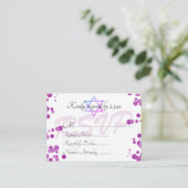 Lila Violet-Blasen Dots Bat Mitzvah RSVP-Karte Hinweiskarte (Stehend Vorderseite)