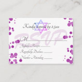 Lila Violet-Blasen Dots Bat Mitzvah RSVP-Karte Hinweiskarte (Vorderseite)