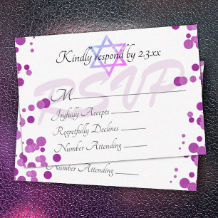 Lila Violet-Blasen Dots Bat Mitzvah RSVP-Karte Hinweiskarte