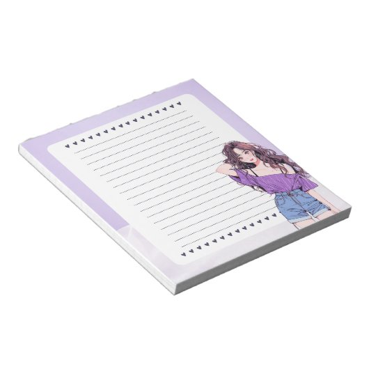 Lila Violet Einfache Niedliche Anime Boho Notepad Notizblock (angewinkelt)