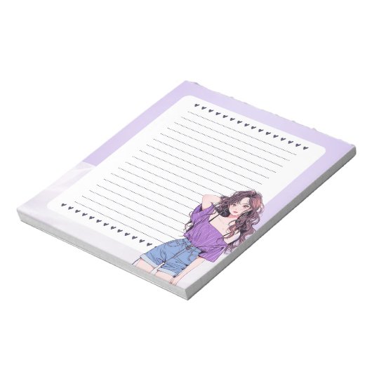 Lila Violet Einfache Niedliche Anime Boho Notepad Notizblock (Rotiert)