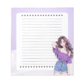 Lila Violet Einfache Niedliche Anime Boho Notepad Notizblock (Vorderseite)