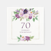 Lila | Violet Floral 70. Geburtstag Serviette (Vorderseite)