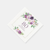Lila | Violet Floral 80. Geburtstag Serviette (Ecke)