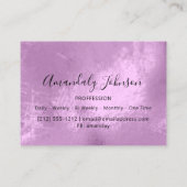 Lila Violet Glitzer Confetti Makeup Artist Vip Visitenkarte (Rückseite)
