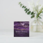 Lila Violet Gold Agate Geode Monogram Script Quadratische Visitenkarte (Stehend Vorderseite)