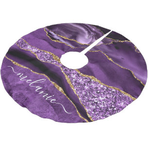 Lila Violet Gold Dein Name Weihnachtsbaumrock Polyester Weihnachtsbaumdecke