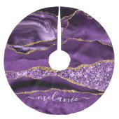 Lila Violet Gold Dein Name Weihnachtsbaumrock Polyester Weihnachtsbaumdecke (Vorderseite)