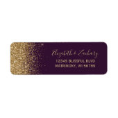 Lila Violet Gold Glitzer Hochzeit Rücksendeadresse (Vorne)