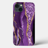 Lila Violet Gold Glitzer Individuelle Name iPhone  Case-Mate iPhone Hülle (Rückseite)