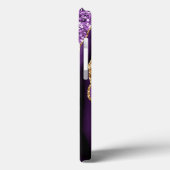 Lila Violet Gold Glitzer Individuelle Name iPhone  Case-Mate iPhone Hülle (Rückseite / Links)