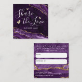 Lila Violet Gold Glitzer Marble Agate Share Liebe Empfehlungskarte (Vorne/Hinten)
