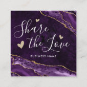Lila Violet Gold Glitzer Marble Agate Share Liebe Empfehlungskarte (Vorderseite)