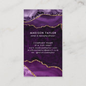 Lila Violet Gold Glitzer Marmoragate Monogramm Visitenkarte (Rückseite)