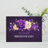 Lila Violet Gold wird meine Bridesmaid sein Einladung (Stehend Vorderseite)