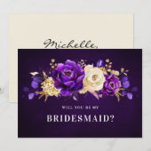 Lila Violet Gold wird meine Bridesmaid sein Einladung (Vorne/Hinten)