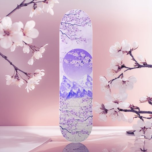 Lila Violet Japanisch Asiatisch Cherry Blossom Moo Skateboard