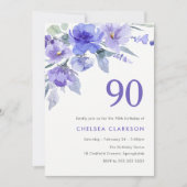 Lila Violet & Lavender 90. Geburtstagsparty Einladung (Vorderseite)
