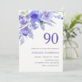 Lila Violet & Lavender 90. Geburtstagsparty Einladung (Stehend Vorderseite)