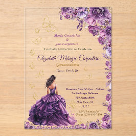Lila Violet Lilac Lavender Mauve Quinceañera Acryleinladungen