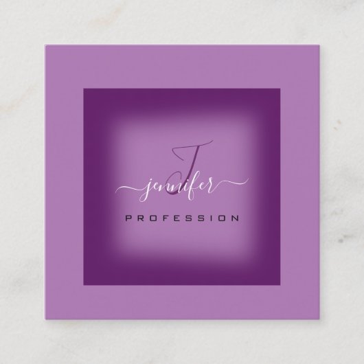 Lila Violet-Makeup-Monogramm Name Social Media Quadratische Visitenkarte (Vorderseite)