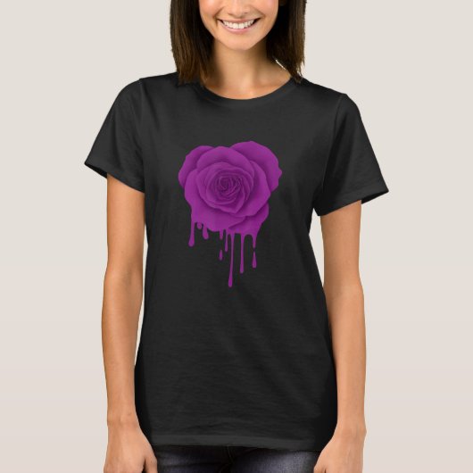 Lila Violet Melting Rose Blume Gardener Botanis T-Shirt (Vorderseite)
