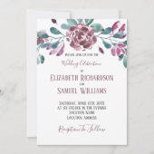 Lila Violet Peony Watercolor Hochzeit Einladung (Vorderseite)