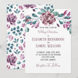 Lila Violet Peony Watercolor Hochzeit Einladung
