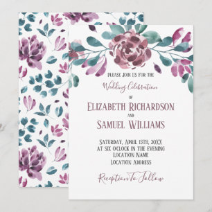 Lila Violet Peony Watercolor Hochzeit Einladung