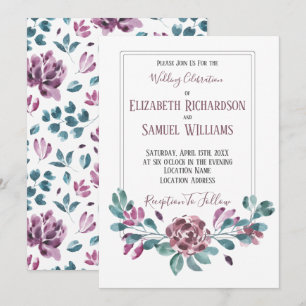 Lila Violet Peony Watercolor Hochzeit Einladung