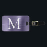 Lila Violet Pinsel Metal Script Monogram Niedlich Gepäckanhänger<br><div class="desc">Lila Violet Pinselmetall-Monogramm-Niedliches Bag-Tag</div>