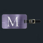 Lila Violet Pinsel Metal Script Monogram Niedlich Gepäckanhänger<br><div class="desc">Lila Violet Pinselmetall-Monogramm-Niedliches Bag-Tag</div>