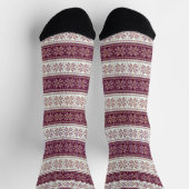 Lila Violet-Schneeflocken-Streifenmuster Socken (Oben)