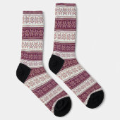 Lila Violet-Schneeflocken-Streifenmuster Socken (Rechts)