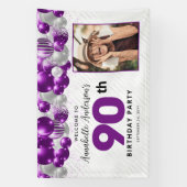 Lila Violet Silver Balloon Glitzer Foto Willkommen Banner (Vertikal)