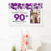 Lila Violet Silver Balloon Glitzer Foto Willkommen Banner (InSitu)