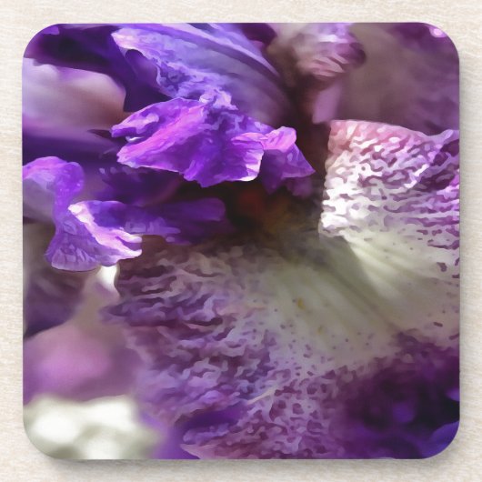 Lila, Violet und Mauve Iris Abstrakt Getränkeuntersetzer (Vorderseite)