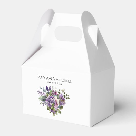 Lila Violet-Wasserfarben-Bouquet-Hochzeit Geschenkschachtel (Vorderseite)