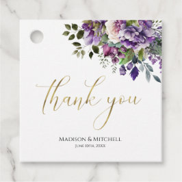 Lila Violet Watercolor Bouquet Gold Script Geschenkanhänger