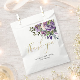 Lila Violet Watercolor Bouquet Gold Script Geschenktütchen