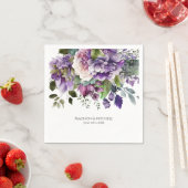 Lila Violet Watercolor Bouquet Gold Script Serviette (Beispiel)