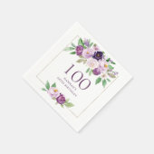 Lila | Violetflora 100. Geburtstag Serviette (Ecke)