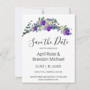 Lila Violets Save The Date
