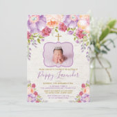 Lila Violett-Aquarelltaufe Einladung (Stehend Vorderseite)