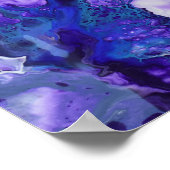 Lila Violett Blaues Marmor Abstraktes Fluid Art Poster (Ecke)