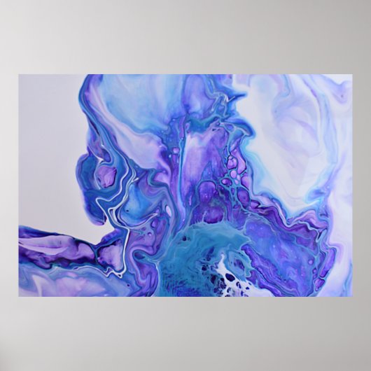 Lila Violett Blaues Marmor Abstraktes Fluid Art Poster (Vorne)